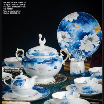 BỘ BÀN ĂN 10 NGƯỜI – HOA SEN CAO CẤP